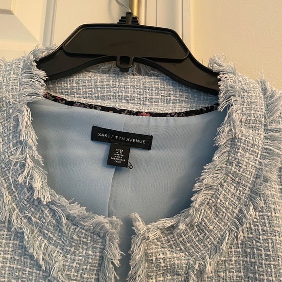 Saks Fifth Avenue light blue tweed Blazer (M) - Picture 8 of 8